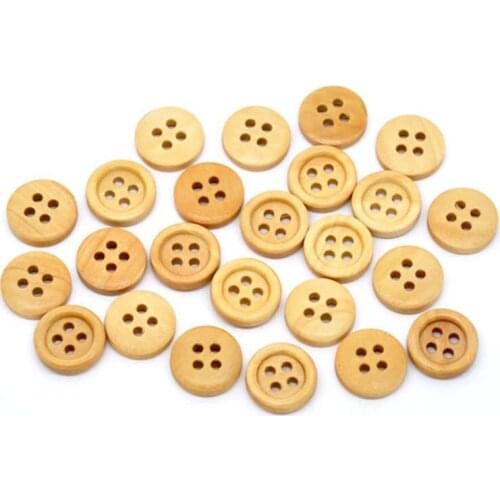 Natural Wood Sewing Buttons Scrapbooking 4 Holes Round 15mm( 5/8") Dia, 20 PCs