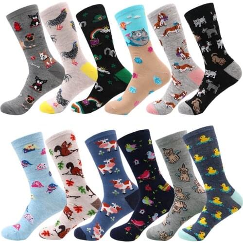 Fashion Colorful Cute Soft Novelty Cotton Women Socks Cartoon Kawaii Funny Cat Unicorn Milk Skull Pink Girl Gift