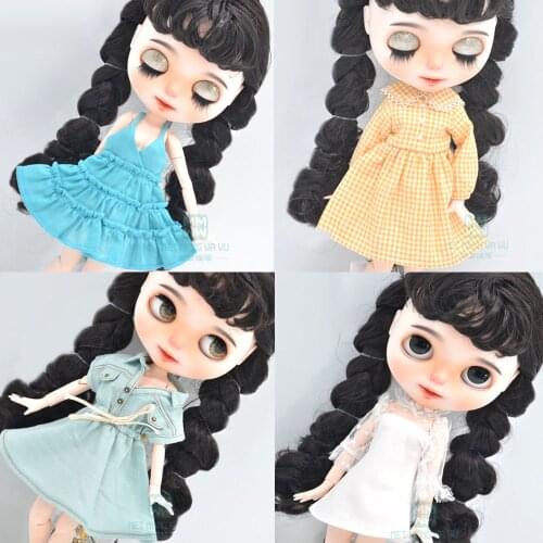 Blyth Doll Clothes Drawstring big swing skirt, famous slow princess skirt, plaid skirt for Azone doll accessories