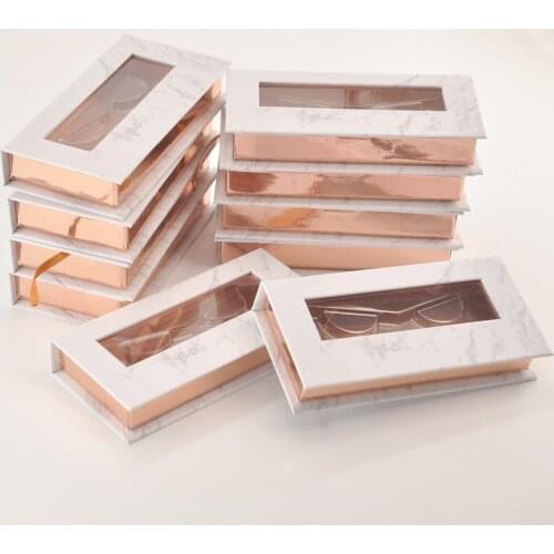 Wholesale Lash Boxes Package Eyelash Packaging Box Custom Rectangle Magnetic Marble Grey Faux Cils Makeup Lashes Cases Vendors