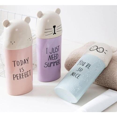 Portable Travel Bathroom Cartoon Water Cup Mug Toothbrush Toothpaste Holder Organizer Stand Bathroom Accessories