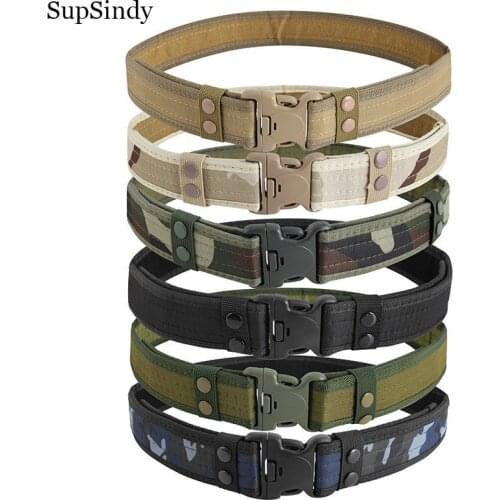 SupSindy Military Army Equipment Combat mans Canvas Belt Quick Release Tactical Belt For Men Outdoor Training Hunting Waistband