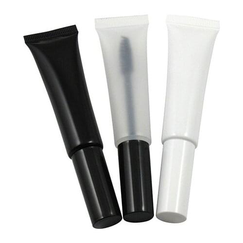 200pcs15ml Black White Plastic Soft Hose Tube for Mascara Empty Clear Matte Portable Squeezable Mascara Eyelash Cream Container