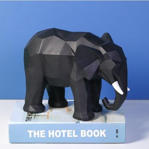 Brief Origami Elephant Home Decoration Crafts Modern Living Room EPMC Resin Dsktop Decorate Accessories Black White Animal Decor