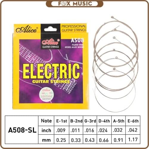 1 SET Alice Electric Guitar String Electric Guitar Strings 008 to 038 inch Plated Steel Coated Nickel Alloy Wound A508-SL