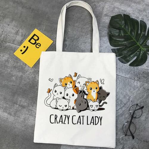 Cat shopping bag bolso bolsas de tela eco handbag recycle bag canvas bag jute sac cabas custom