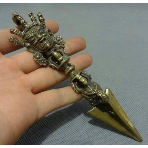 Decoration Brass Tibet Bronze Buddhism Mahakala Buddha Head Statue Protect Vajra Talismans 20cm Sakyamuni wedding