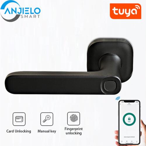 Tuya Smart FIDO Single Tongue Simple Smart Door Lock Support Tuya App Electronic Split Handle Fingerprint Lock Bluetooth App