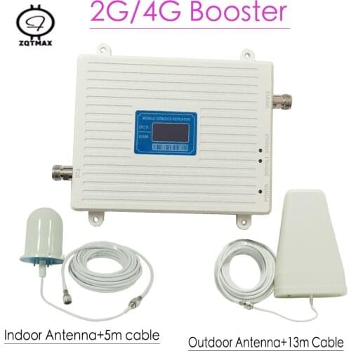 ZQTMAX GSM 900 4G LTE 1800 (FDD Band 3) Mobile Signal Amplifier LTE Repeater 70dB DCS Cellular Signal Booster LCD Display