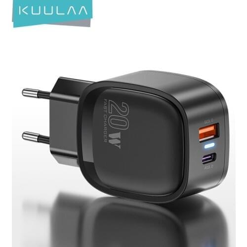 KUULAA 20W USB C Charger PD Fast Charging for iPhone 12 Pro Max Mini Quick Charge 4.0 3.0 for Xiaomi Samsung LED Wall Charger