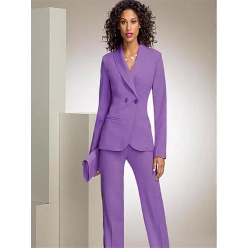 Shawl Lapel Business Formal PantSuits Women 2020 Elegant Full Sleeve Jacket Long Pants 2 Pieces Suit Female Pantsuit