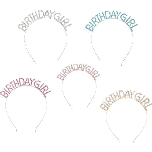 1pc Sweet Girl Hairband Rhinestone Tiara Birthday Girl Headband Crown Princess Headwear Colorful Birthday Party Decor Supplies