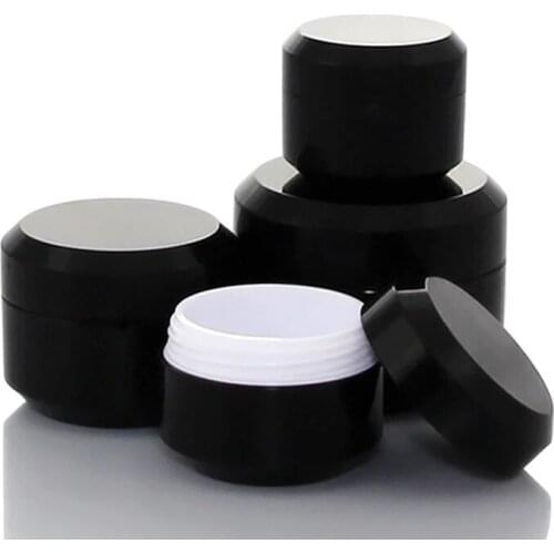 20pcs/lot 5g/10g/15g/30g Empty Cream Jar Plastic Cosmetic Packaging Bottle Black Eyeshadow Makeup Packaging Pot