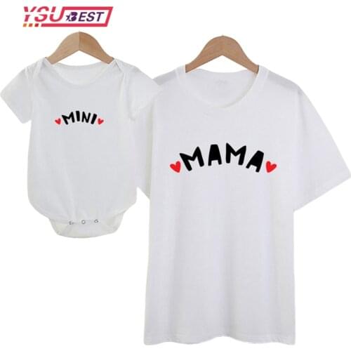 2021 Fashion Family Look MAMA MINI Print T-shirt Mom Mommy and Me Clothes Family Matching Outfits Look Mama and Daughter Clothes
