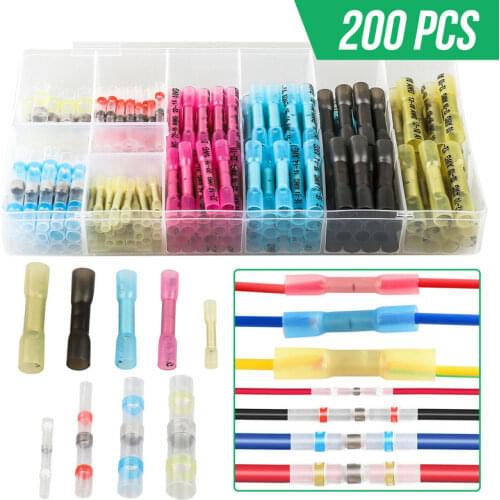 300/200/120PCS Waterproof Heat Shrink Butt Connectors Electrical Wire Splice Cable Insulated Crimp Terminals AWG 26-10 Kit