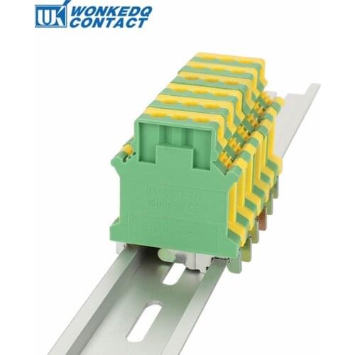 Din Rail Terminal Blocks Ground 10Pcs USLKG-16N Universal Class Connector Screw Terminal USLKG16N
