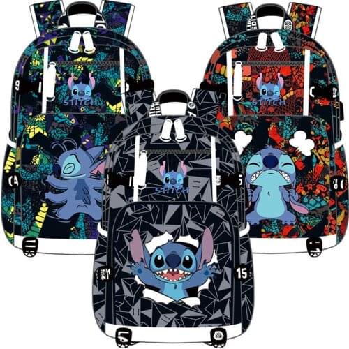 Disney Lilo & Stitch Travel Bag School Bag Usb Charging Oxford Backpack Teenagers Backpack Laptop Bag Birthday Gift