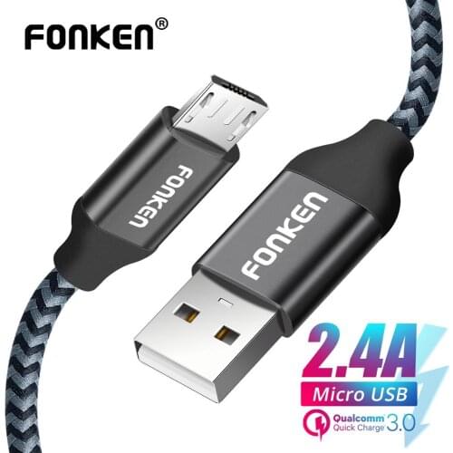 FONKEN Micro USB Cable Charging for Phone 1m 2m Micro Cable Supercharge for redmi note 6 Fast Charger Mobile Android Data Cord
