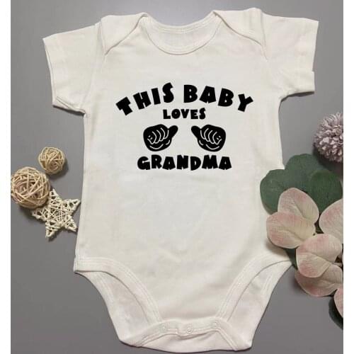 This Baby Loves Grandma Print Baby Onesies Cotton Summer Short Sleeve Newborn Bodysuits Infant Boys Girl Rompers Toddler Clothes
