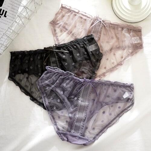 Lace Sexy Panties Women Underpants Perspective Brief Female Lingerie Mid-Rise Transparent Underwear Thin And Light Girls Panties