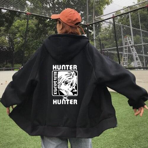 Harajuku Cute Killua Zoldyck Anime Print Hoodie Hunter X Hunter Autumn Winter Spring Mens Womens Unisex Zipper Jacket