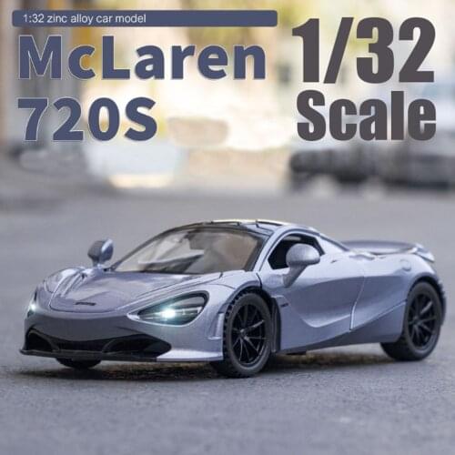 High Simulation 1/32 Alloy Die Cast McLaren 720s Supercar Model Toy Vehicle Sound Light Pull Back Toys Gifts