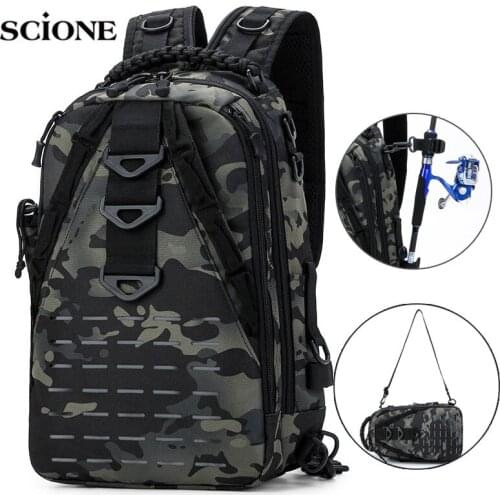 Men Chest Fishing Bag Camping Backpack Military Tactical Shoulder Sling Bags Travel Molle Outdoor Hiking Bag Climbing XA839++WA
