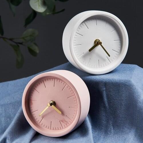 Nordic Cement Desk Alarm Clock Concrete Ornaments Modern Table Clock Round Fashion Simple Relogio De Mesa Home Decoration EB5NZ