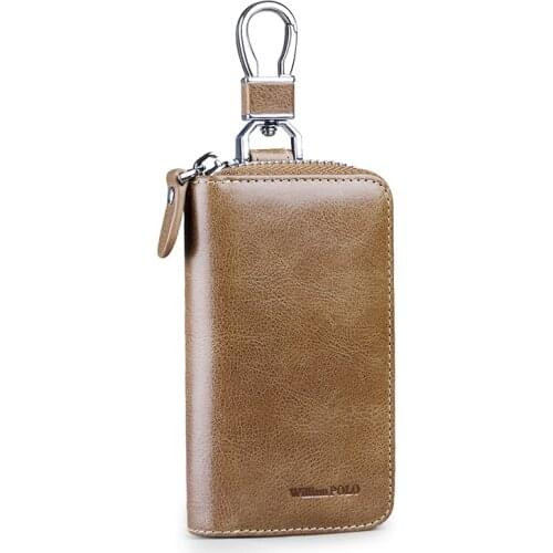 WilliamPolo New 2020 Genuine Leather Key case mens multifunctional key chain Vintage capacity universal car key storage