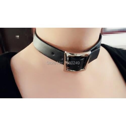 Harajuku NEW Hot Dark square fibulae two using Necklaces choker and bangle real leather 100% handmade punk free shipping