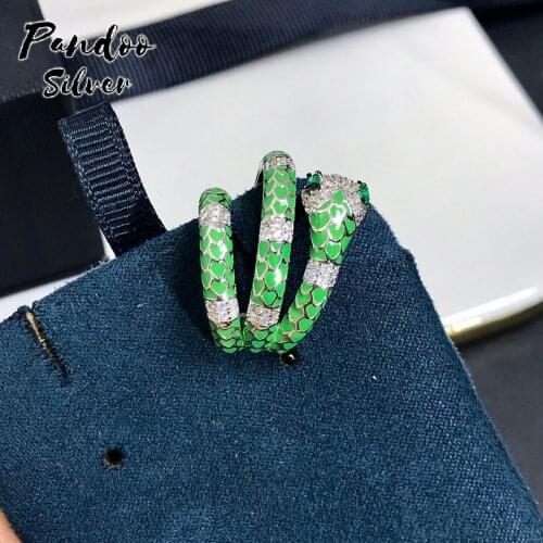 Pandoo Silver Neon Fuchsia Serpent Round Earrings For Women Gift With Logo,S925 Sterling Silver Jewelry 1:1 Copy