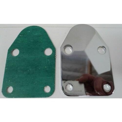 Details about SBC Chrome Fuel Pump Block Off Plate With Gasket 283 327 350 383 400 SB Chevy with No holes