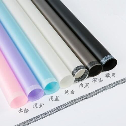 Half Clear Water Resistant Flowers Wrapping Paper Gift Wrapping lace opp Paper Matte Flowers Bouquet Packaging Supplies 20pcs