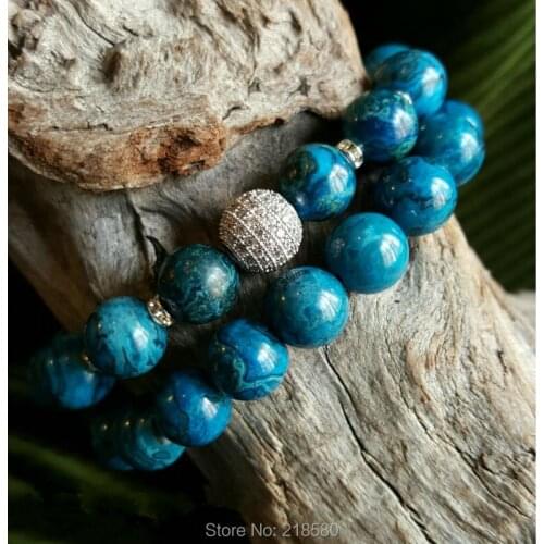 Seidiment Jaspers Beads Micro Pave Ball Bracelets set SE22674
