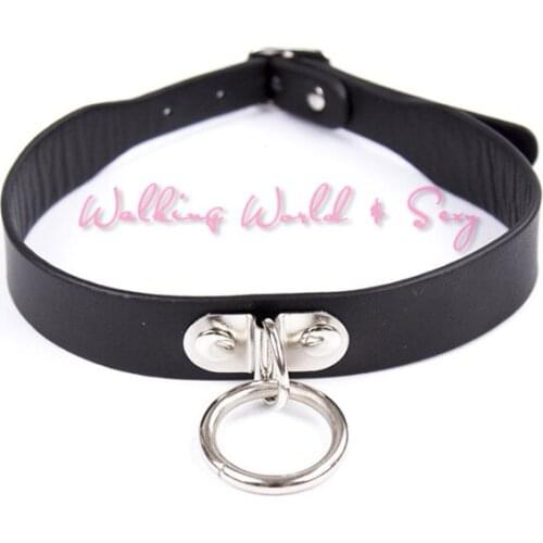 Adult Game Black Pu Leather Sex Collar Neck Strap Cuffs Adjustable Belt Slave Fantasy Bondage Collar Erotic Sex Toys For Couples