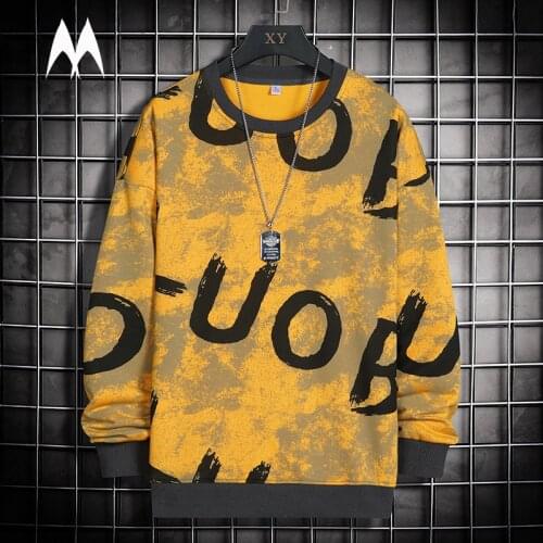 High Street Print Sweatshirt Men Hip Hop Sweatshirts Tops Mens Fashion Harajuku Long Sleeve Casual Pullover Loose Clothing 2021