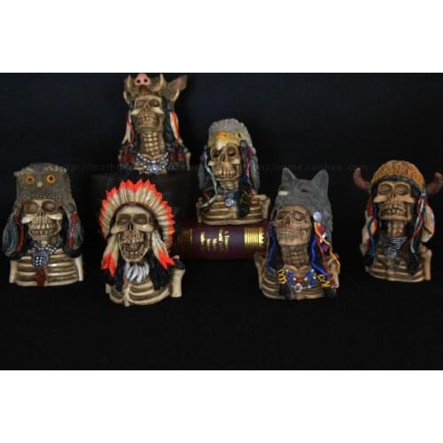 Skull Decoration Indian model Resin wolf cow eagle owl character skull character ornament horror strange creative Funny gift