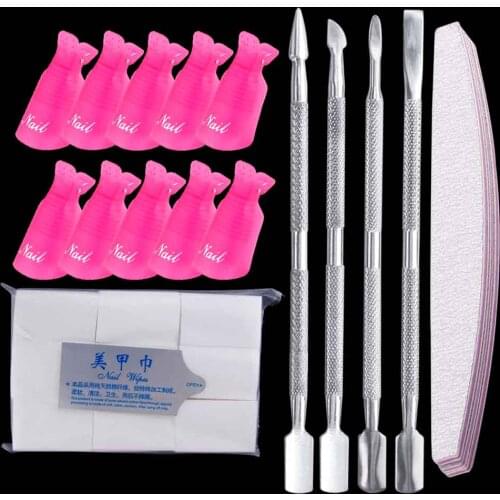 900PCS Cleanser Nail Gel Polish Removal Wraps 10PCS Plastic Nail Art Soak Off Cap Clip Push Polish Removal Wrap Nail Tips Tool