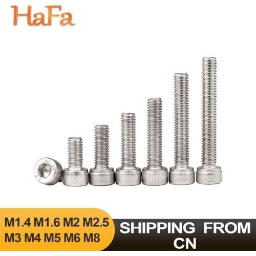 5/10/20/50PCS M1.4 M1.6 M2 M2.5 M3 M4 M5 M6 M8 Hexagon Hex Socket Cap Head Screw Allen Bolt Screws DIN912 304 Stainless Steel A2