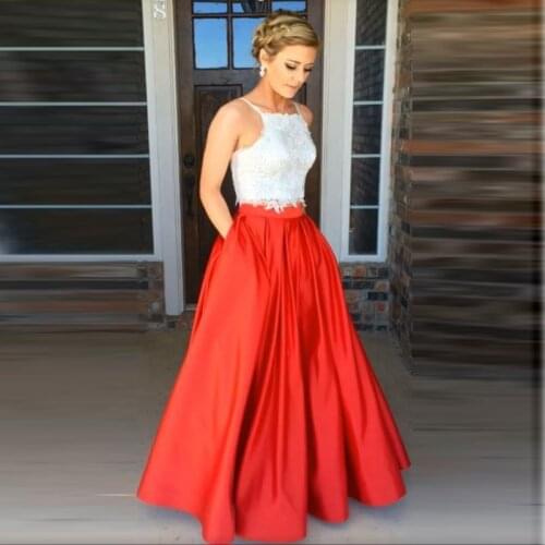 Formal Style Red Full Length Skirt Personalized Zipper Waistline A Line Floor Length Long Maxi Skirt Pockets Skirts Women