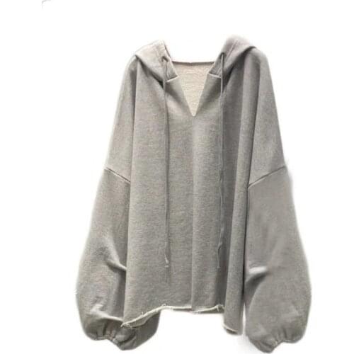 Harajuku Lantern Sleeve Hooded Sweatshirt 2020 Korean Style Women Oversized Thin Pullover Hoodies