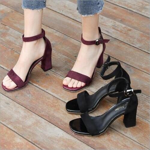 2021 New Ankle Strap Heels Women Sandals Summer Shoes Women Open Toe Chunky High Heels Party Dress Sandals Big Size 34-40