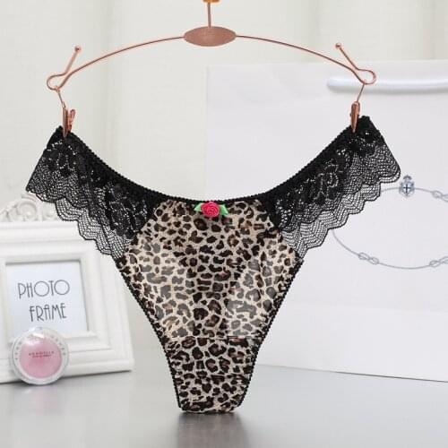 Womens Sexy Lace Panties Cotton Leopard Panties Hollow Briefs Plus Size Women Underwear M-3XL Women Fashion Gifts for Women