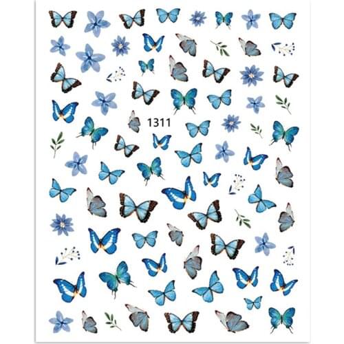 10PCS New Colorful Red Blue Pink Butterfly Nail Sticker 3D Design Adhesive Slider Nail Art Decoration Accessories Sticker