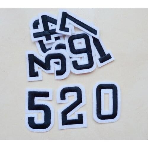 0-9 Number 1 Pcs 3D Patches Word Embroidered Iron On Patches Figure Digit For Clothing Stripes Appliques Garment Clothes Badges