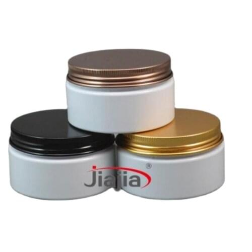 100g White Plastic Jar Milk Color Empty PET Cosmetic Packaging,100ml white PET jar with Cap Black/Bronze/Gold Aluminum Screw