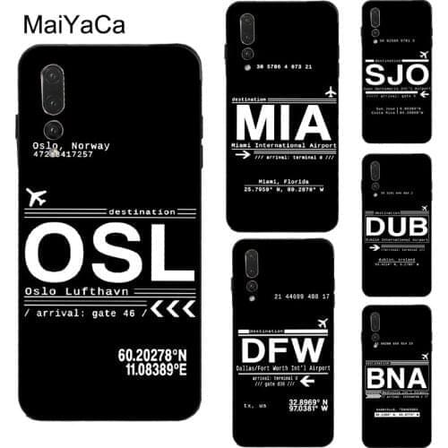 MaiYaCa Black Funny Airport Code Case For Huawei P30 Lite P10 P20 P40 Pro P Smart 2019 Z Mate 10 20 Lite 30 Pro
