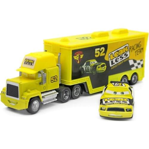 Disney Pixar Cars Lightning McQueen No. 52 Leak Less Mack Uncle Truck & Racer 1:55 Scale Diecast Metal Toy Car For Children Gift