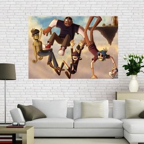 Custom Gorillaz Prints Canvas Painting Wall Silk Poster cloth print DIY Fabric Poster