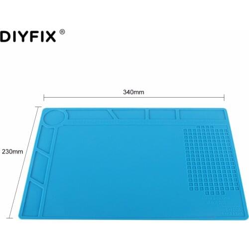 DIYFIX Phone Repair Tools 34x23cm Heat Insulation Silicone Pad Desk Mat BGA Soldering Station with Screw Position